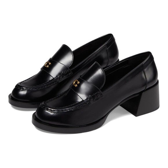 COACH WOMEN'S NATALIE LEATHER PLATFORM LOAFERS BLACK NEW SZ 7 $195 - Picture 1 of 6